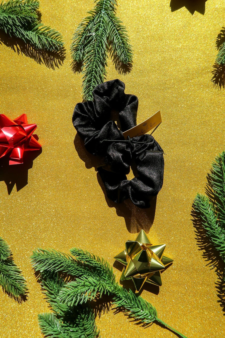 black satin scrunchies