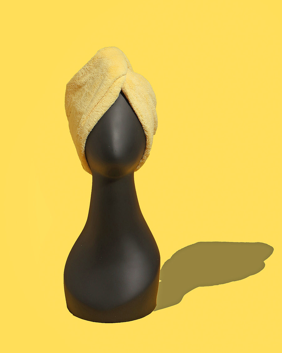 yellow microfiber hair towel for curly hair